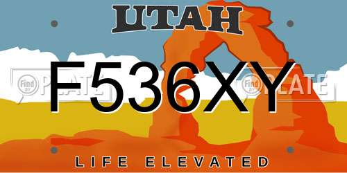 F536XY Utah License Plate