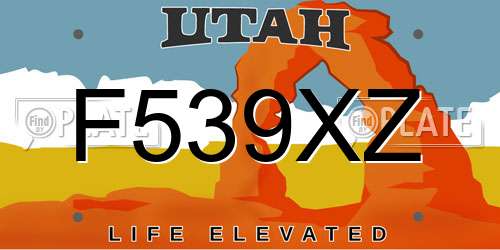 F539XZ Utah License Plate