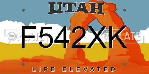 F542XK Utah License Plate