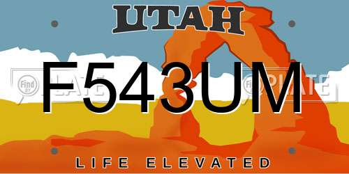 F543UM Utah License Plate