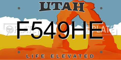 F549HE Utah License Plate