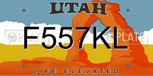 F557KL Utah License Plate