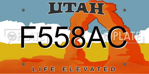 F558AC Utah License Plate