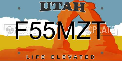 F55MZT Utah License Plate