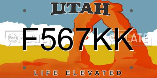 F567KK Utah License Plate