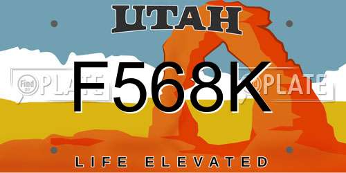 F568K Utah License Plate