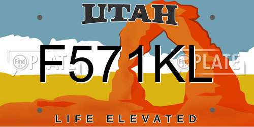 F571KL Utah License Plate