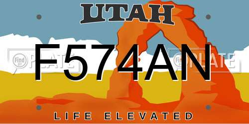 F574AN Utah License Plate