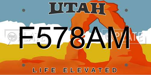 F578AM Utah License Plate
