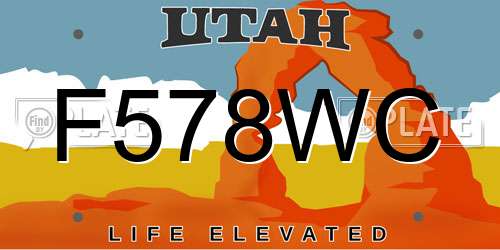 F578WC Utah License Plate
