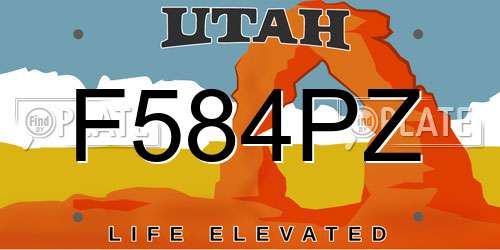 F584PZ Utah License Plate