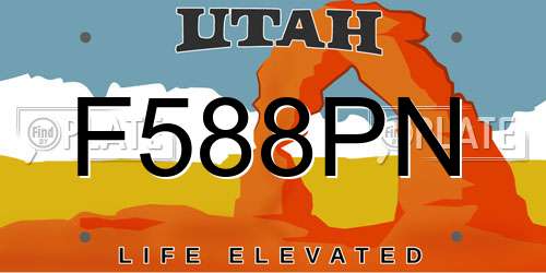 F588PN Utah License Plate