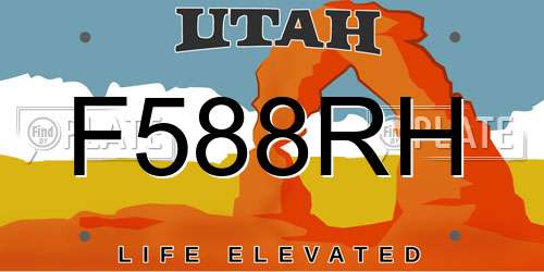 F588RH Utah License Plate