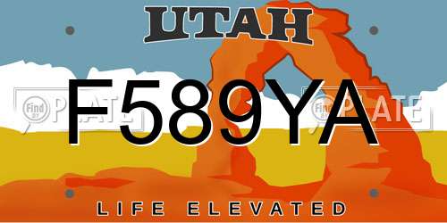 F589YA Utah License Plate