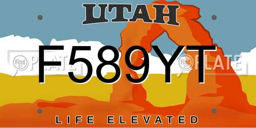 F589YT Utah License Plate