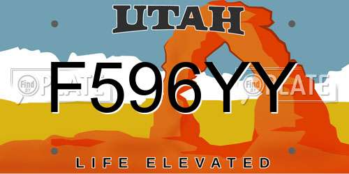F596YY Utah License Plate