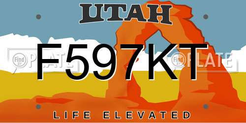 F597KT Utah License Plate