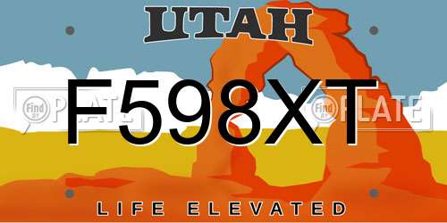 F598XT Utah License Plate
