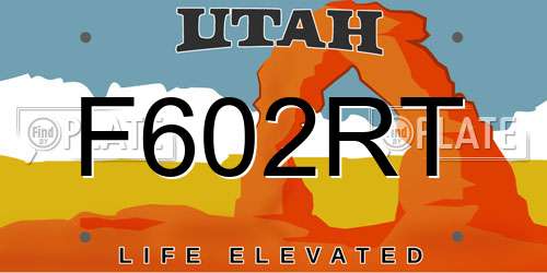 F602RT Utah License Plate