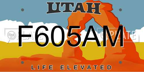 F605AM Utah License Plate