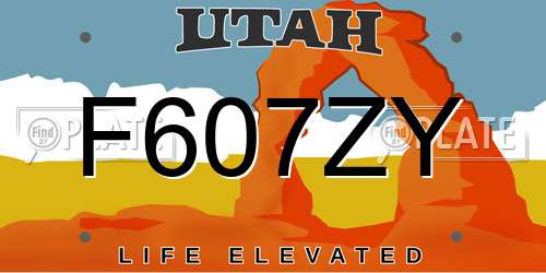 F607ZY Utah License Plate