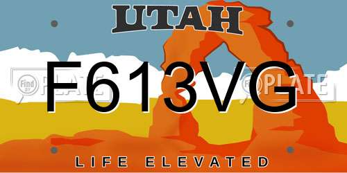 F613VG Utah License Plate