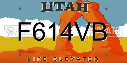 F614VB Utah License Plate