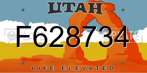 F628734 Utah License Plate