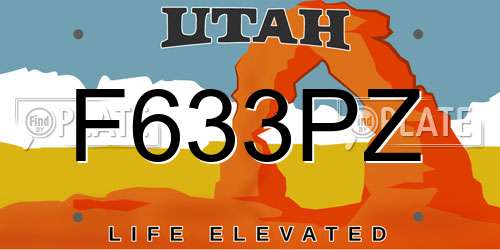 F633PZ Utah License Plate