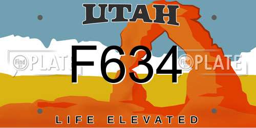 F634 Utah License Plate