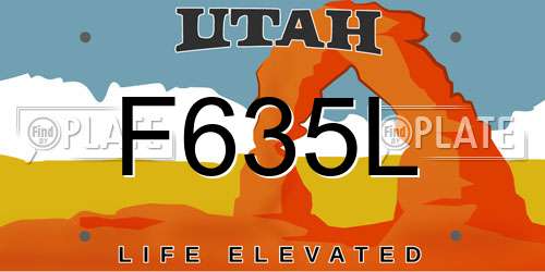 F635L Utah License Plate