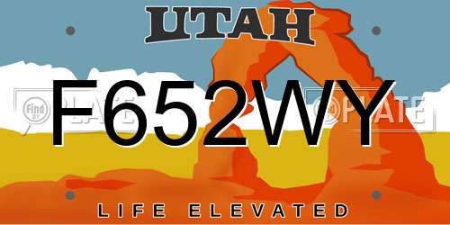 F652WY Utah License Plate