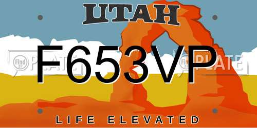 F653VP Utah License Plate