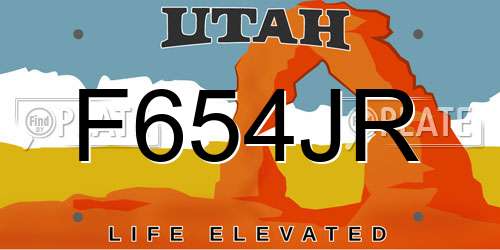 F654JR Utah License Plate