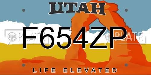 F654ZP Utah License Plate