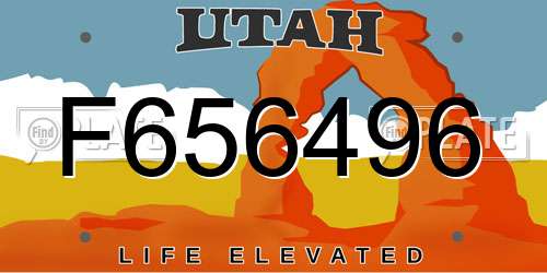 F656496 Utah License Plate