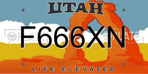 F666XN Utah License Plate