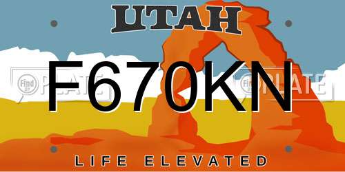 F670KN Utah License Plate