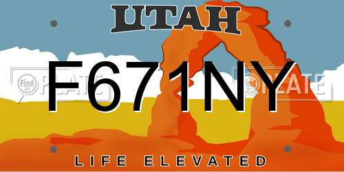F671NY Utah License Plate