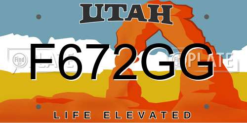 F672GG Utah License Plate