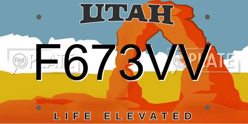 F673VV Utah License Plate