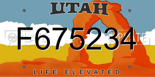 F675234 Utah License Plate