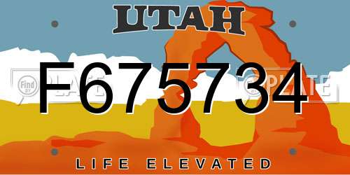 F675734 Utah License Plate