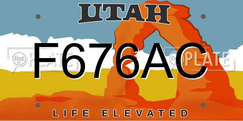 F676AC Utah License Plate