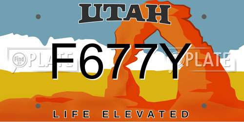 F677Y Utah License Plate