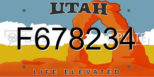 F678234 Utah License Plate