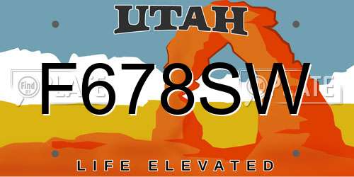 F678SW Utah License Plate