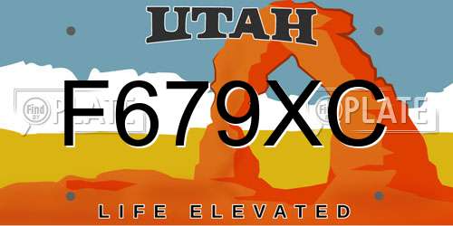 F679XC Utah License Plate