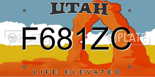 F681ZC Utah License Plate
