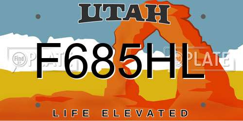 F685HL Utah License Plate